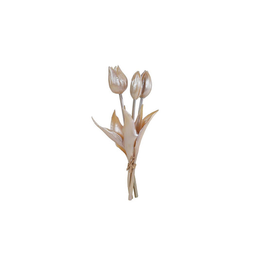 Kunstbloem tulp 3x champagne goud 25cm