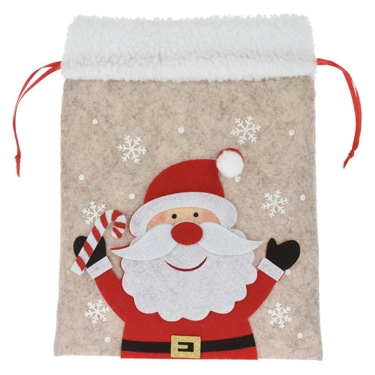 Koopman vilten zakje kerstfiguur cadeauzakje kerst multi kleuren 26x21 cm.