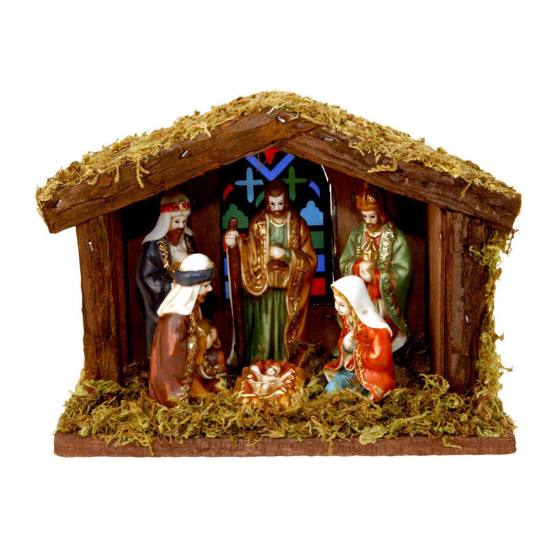 Afbeelding laden in galerijviewer, Kerststal met 6 figuren en licht
