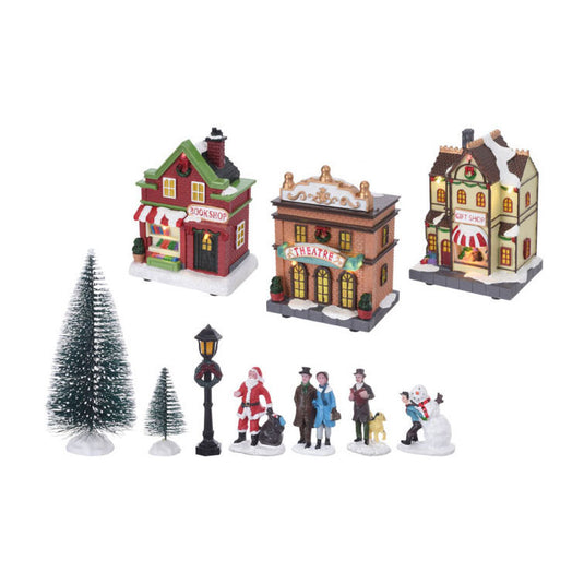 Kerstdorp met led set, 17dlg.