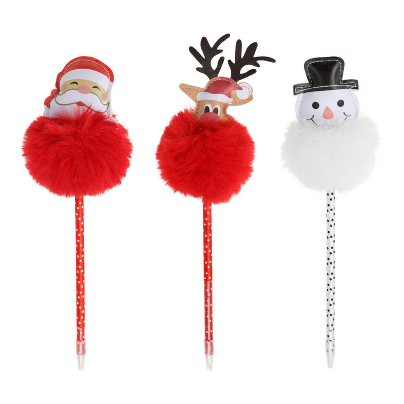 Afbeelding laden in galerijviewer, Balpen Kerst met Pompom, 25cm
