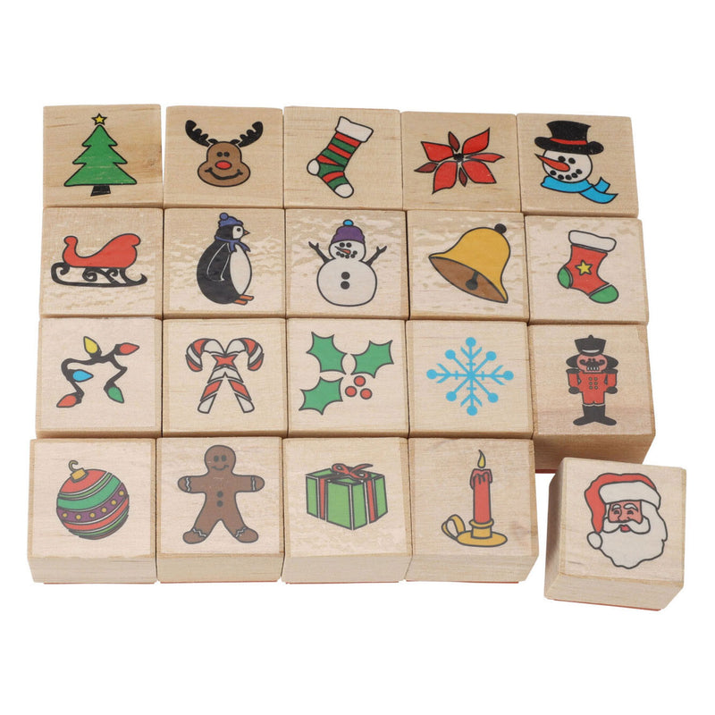Afbeelding laden in galerijviewer, Houten Stempelset Kerst, 20dlg.
