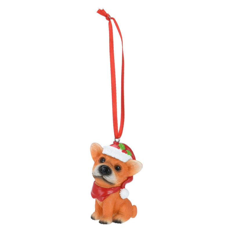 Afbeelding laden in galerijviewer, Kersthanger Hond met Kerstmuts, Set van 12 stuks
