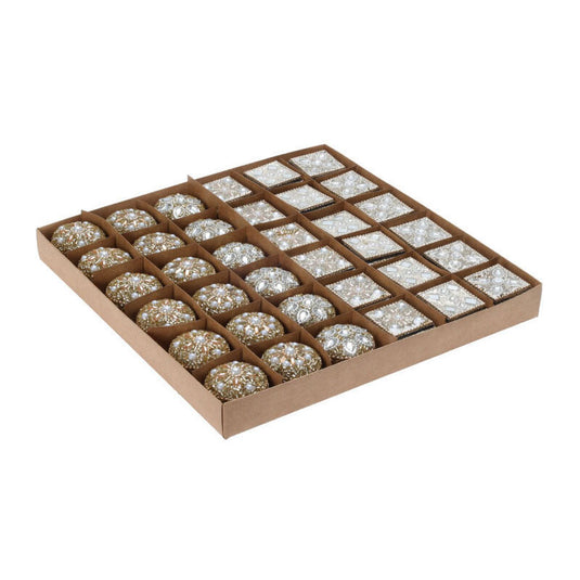 Opbergdoosje 4x3cm goud, set van 36