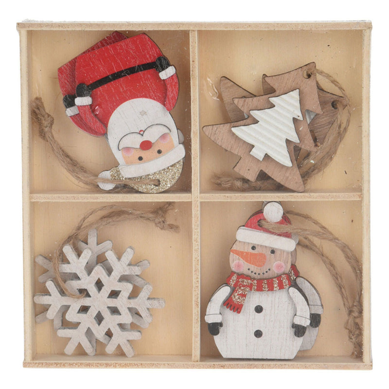 Afbeelding laden in galerijviewer, Houten kerstboomhangers, 8st.
