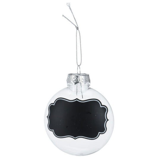 Transparante kerstballen met krijtlabels, 4st.