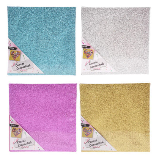 Canvas glitter 15x15cm, set van 12