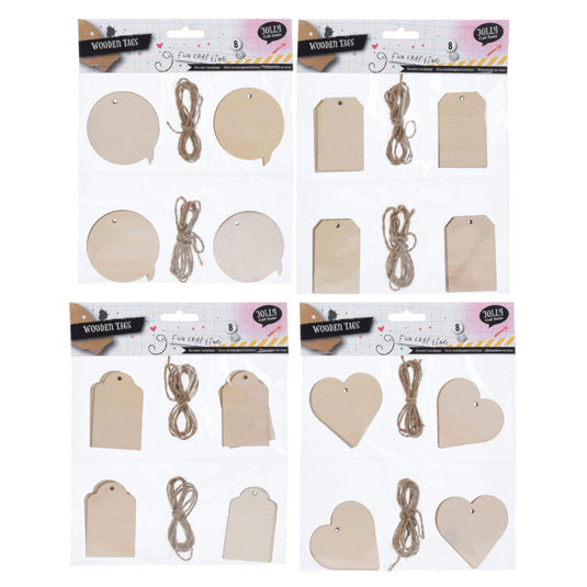 Labels hout, 8st.