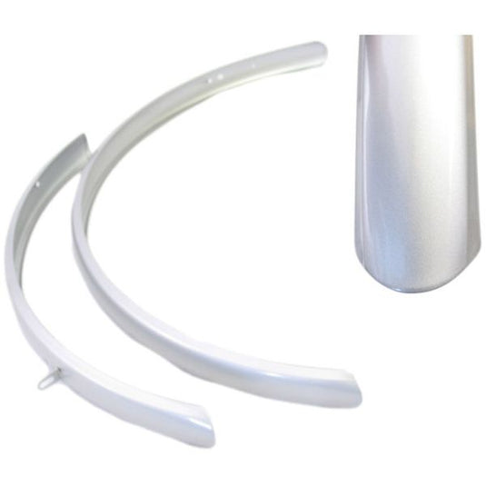 Stel spatborden 28 staal hybride 45mm zilver
