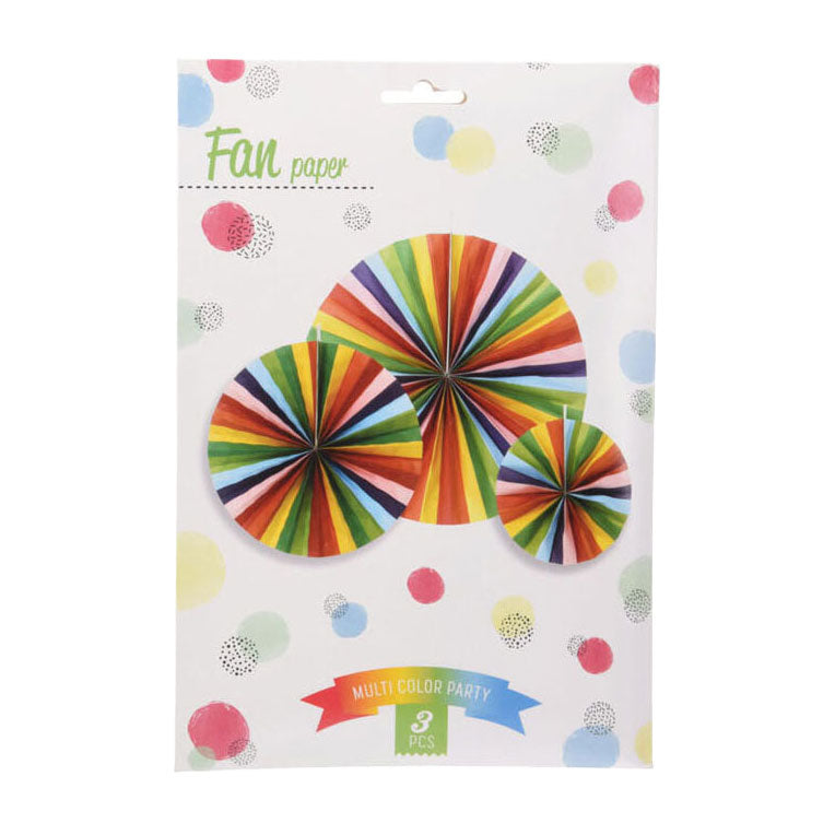 Afbeelding laden in galerijviewer, Waaier papier multi kleuren, set van 3
