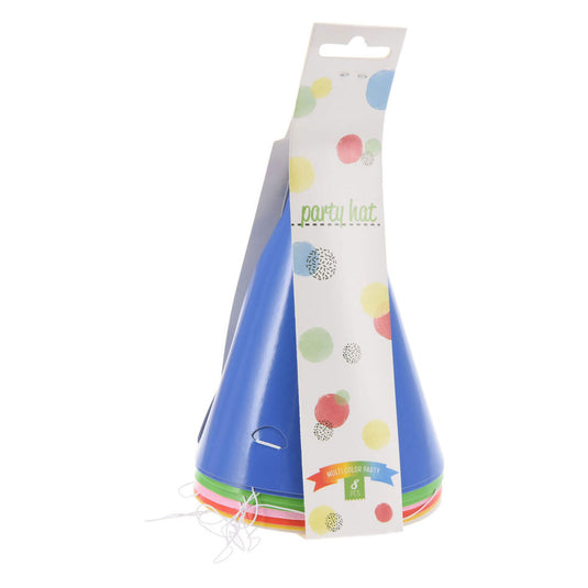 Feesthoedje papier kleur, 8st.