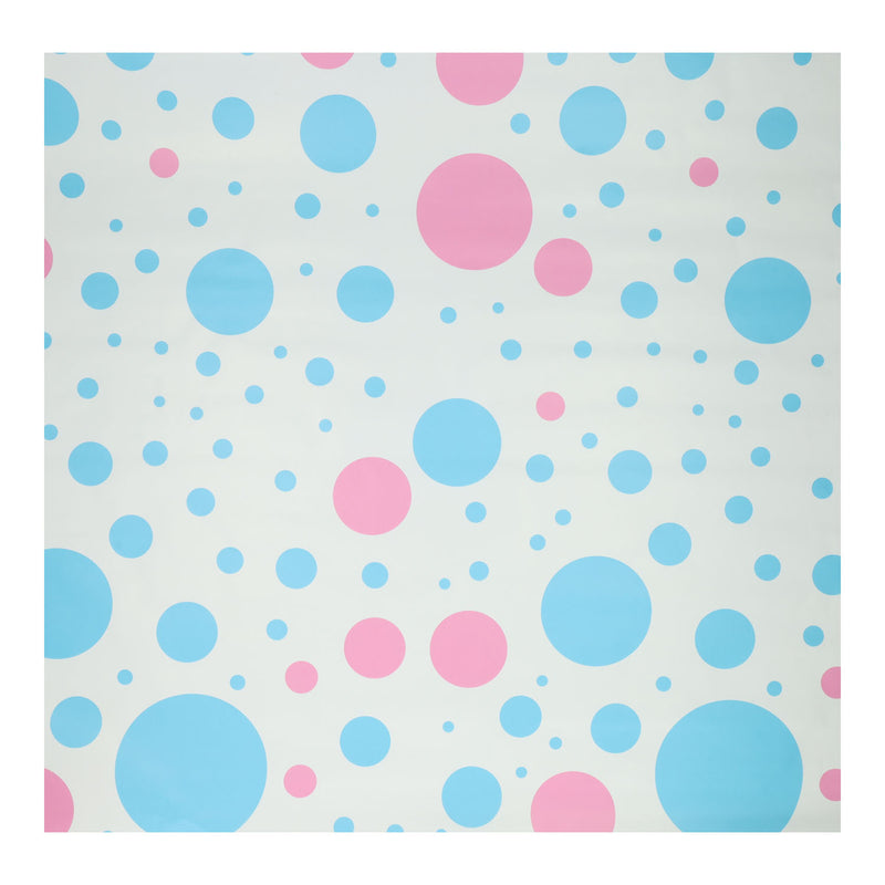 Afbeelding laden in galerijviewer, Cadeaupapier blauw roze stippen, 4mtr.

