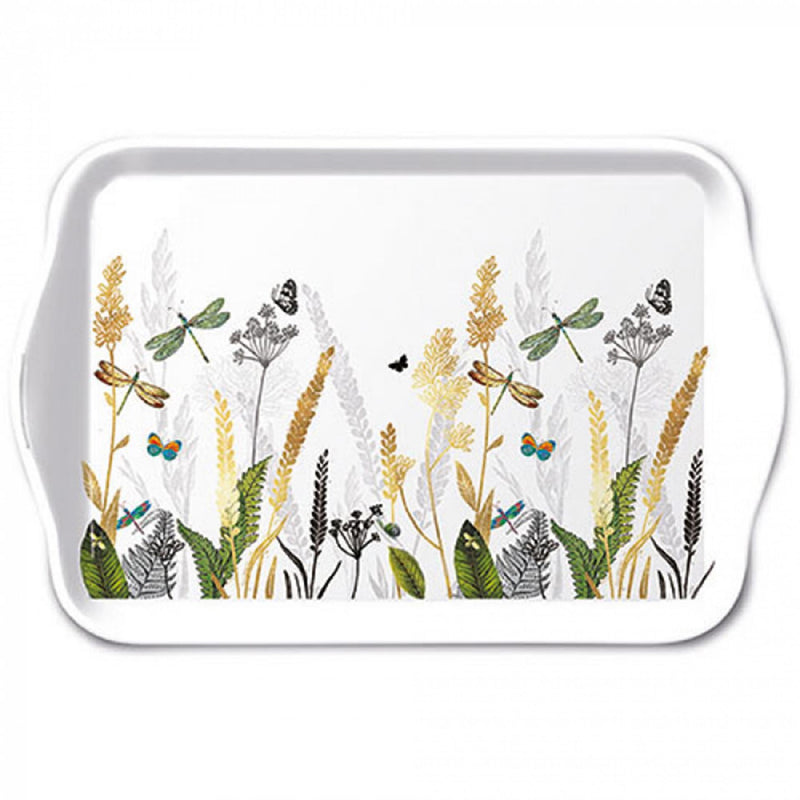 Afbeelding laden in galerijviewer, Ambiente tray melamine ornamental flowers white 13x21cm
