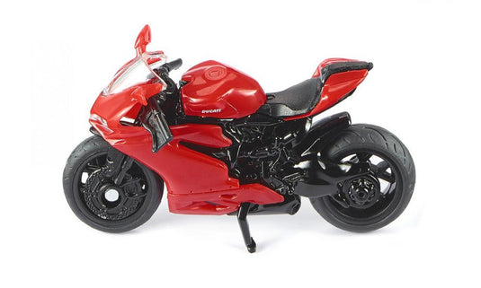 Siku 1601, ducati panigale 1299 motorfiets met tape en verkeersbord, zwart, metaal kunststof, rubberen banden
