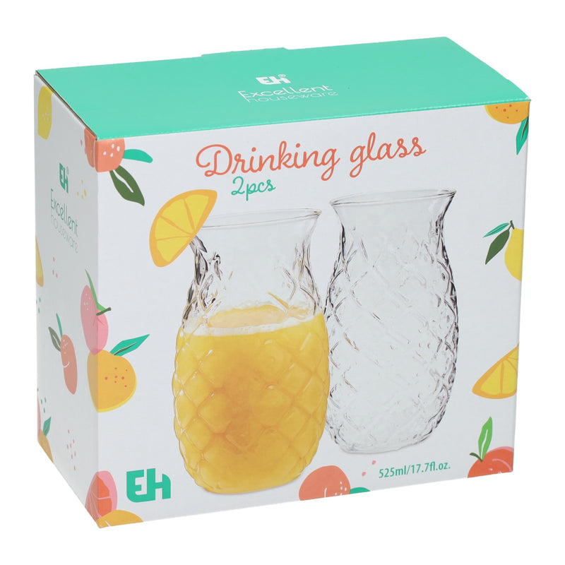 Afbeelding laden in galerijviewer, Set drinkglasen in ananasvorm 525ml - 2st.

