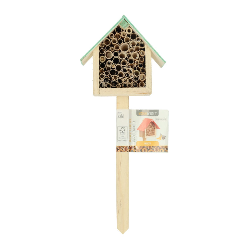 Afbeelding laden in galerijviewer, Houten insectenhotel op prikker
