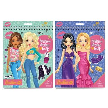Besties fashion design kleur- en stickerboek met stencils