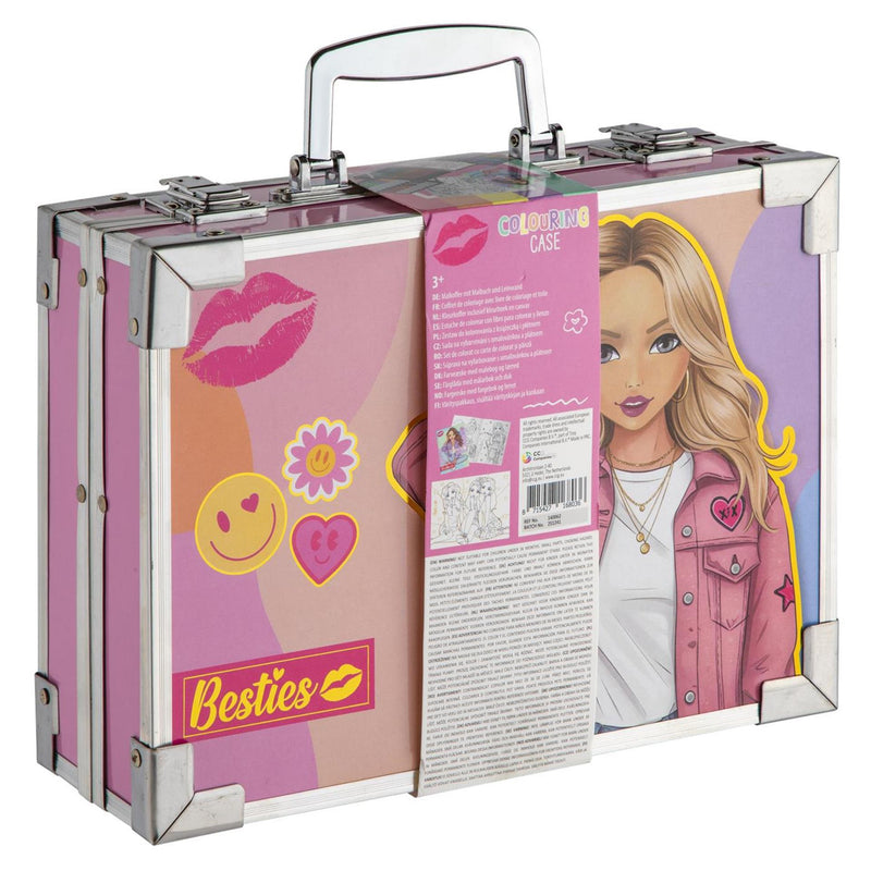 Afbeelding laden in galerijviewer, Besties kleurkoffer metaal 27x20.5x8.5cm incl. canvas
