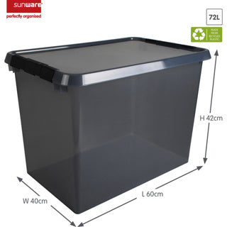 Sunware comfort line opbergbox 72l - 60x40x42 cm - transparant grijs