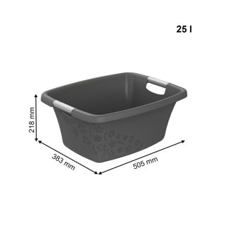 Afbeelding laden in galerijviewer, Rotho wasmand 25 liter flowers grey | 2 stuks
