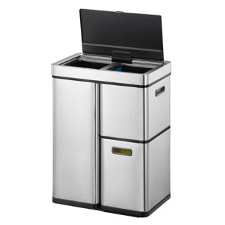 Afbeelding laden in galerijviewer, Eko - mirage plus sensor recycler 30+15+15 liter - stainless steel plastic - mat rvs - prullenbak
