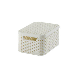 Curver style mand s met deksel rotanstyle ivoor (lxbxh 28x19x14cm)