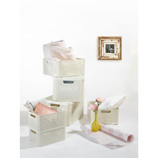Curver style mand s met deksel rotanstyle ivoor (lxbxh 28x19x14cm)