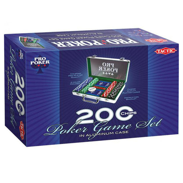 Afbeelding laden in galerijviewer, Tactic pro poker set – pokerset – luxe aluminium koffer – 200 chips van 11,5 gram – inclusief kaarten, dobbelstenen en dealer button – vanaf 14 jaar
