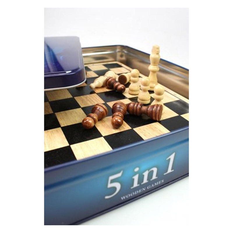 Afbeelding laden in galerijviewer, Tactic 5 in 1 hout - schaken - dammen - tic tac toe - backgammon en domino
