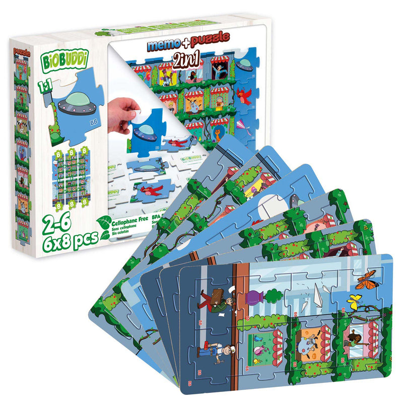 Afbeelding laden in galerijviewer, Biobuddi 2in1 puzzel en memo city life
