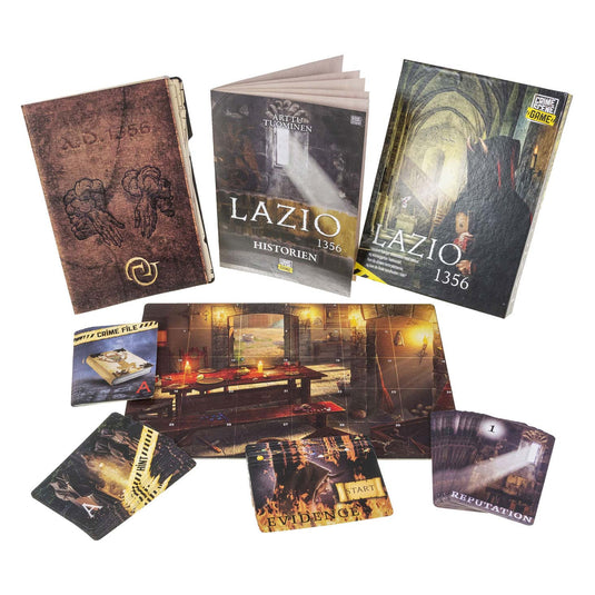 Tactic crime scene lazio 1356 – bordspel – misdaadspel – historisch mysterie in een klooster – diepgaand onderzoek en deductie – crime scene serie – game storm studio -1 of meer spelers – vanaf 18 jaar