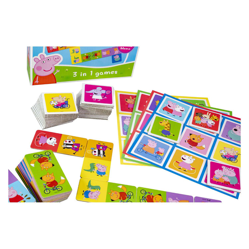 Afbeelding laden in galerijviewer, Tactic peppa pig 3-in-1 spellenverzameling – kaartspel – lotto – domino – memo – kinderspel vanaf 4 jaar
