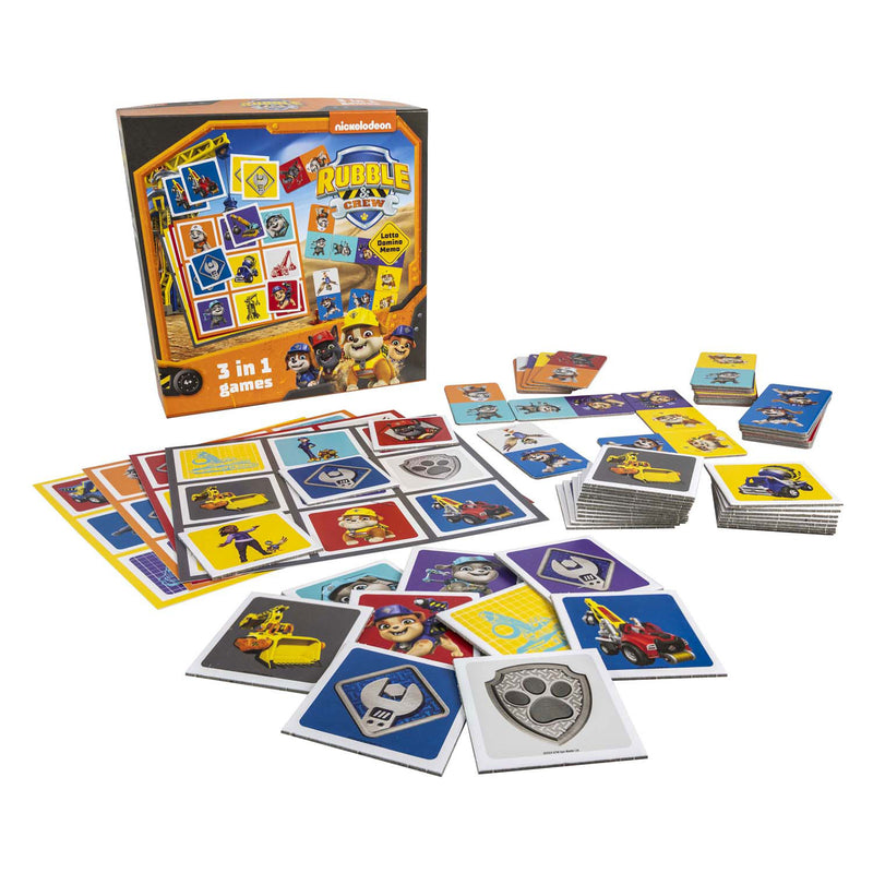 Afbeelding laden in galerijviewer, Tactic paw patrol rubble crew 3-in-1 spellenverzameling – kaartspel – lotto – domino – memo – kinderspel vanaf 4 jaar
