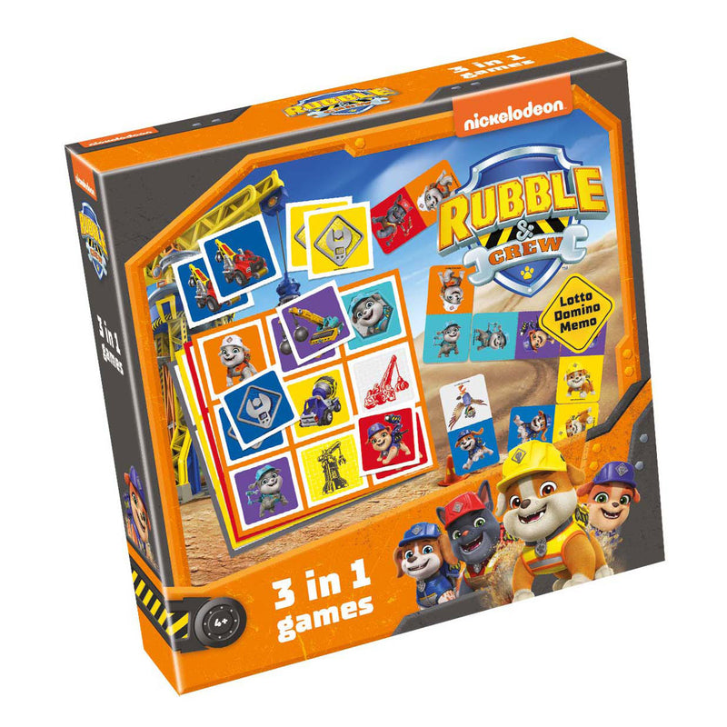 Afbeelding laden in galerijviewer, Tactic paw patrol rubble crew 3-in-1 spellenverzameling – kaartspel – lotto – domino – memo – kinderspel vanaf 4 jaar
