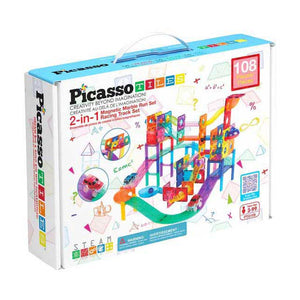Selecta picassotiles marble run and race track - magnetische bouwtegels - 108dlg.