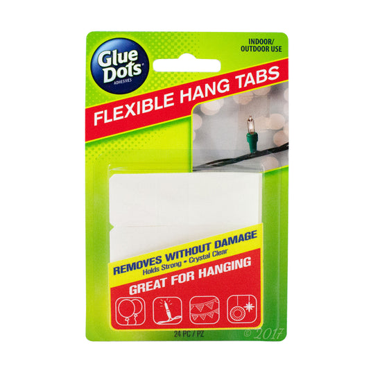 Glue dots • flexible hang tabs