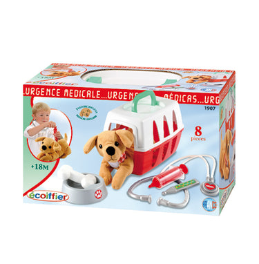 Ecoffier ecoiffier hondje met verzorgingsset - speelgoed met reismand - 1,5+ jaar