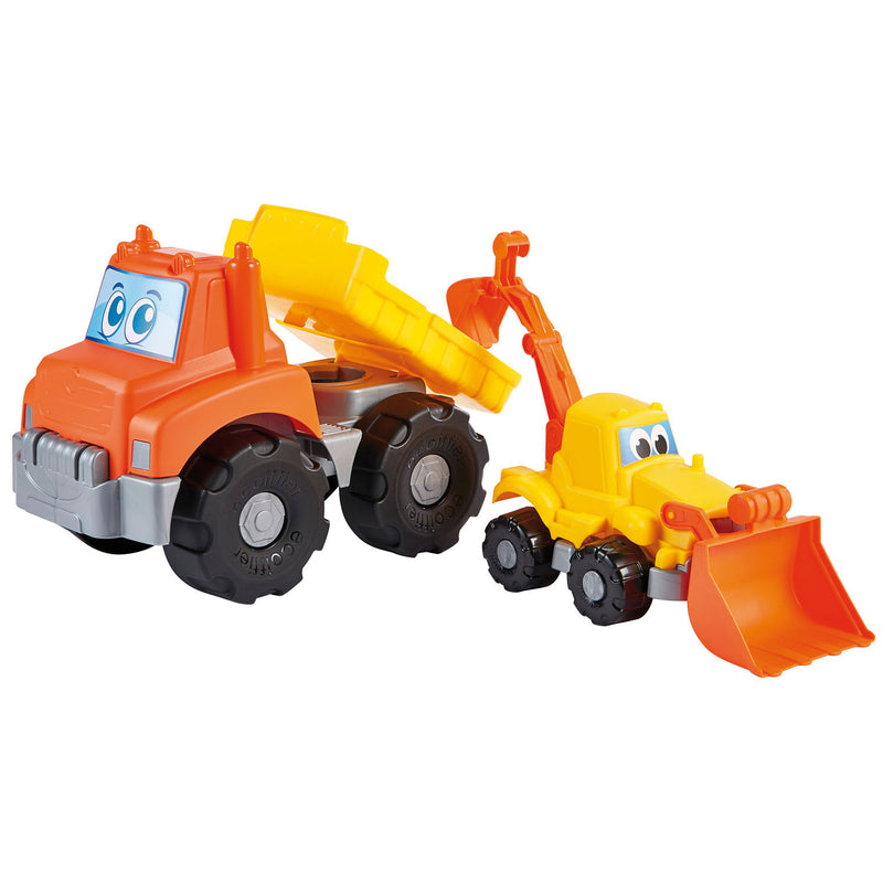 Afbeelding laden in galerijviewer, Ecoiffier kiepwagen en graafmachine
