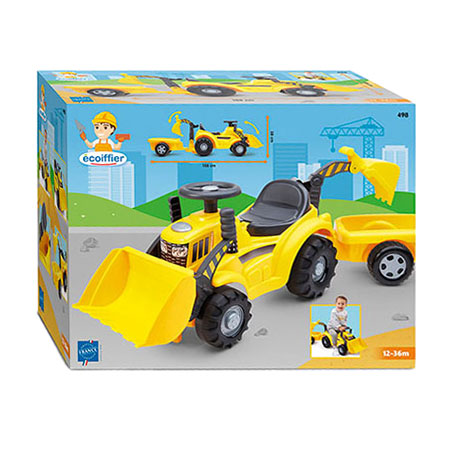 Afbeelding laden in galerijviewer, Ecoiffier looptractor met voorlader en wagen
