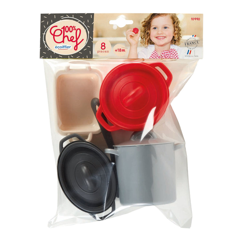 Afbeelding laden in galerijviewer, Écoiffier ecoiffier 100% chef pannen en eetset - 8dlg.
