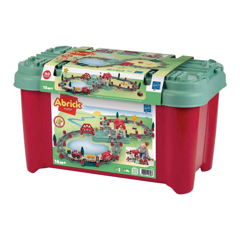 Afbeelding laden in galerijviewer, Ecoiffier abrick bouwset treinbaan - station en accessoires - 140dlg.
