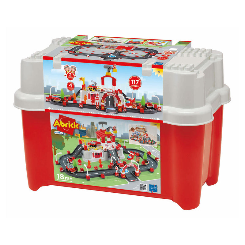 Afbeelding laden in galerijviewer, Écoiffier ecoiffier abrick bouwset - brandweer speelton met deksel als speelbasis - accessoires voor mini-stad - vanaf 18 mnd - 117 dlg.
