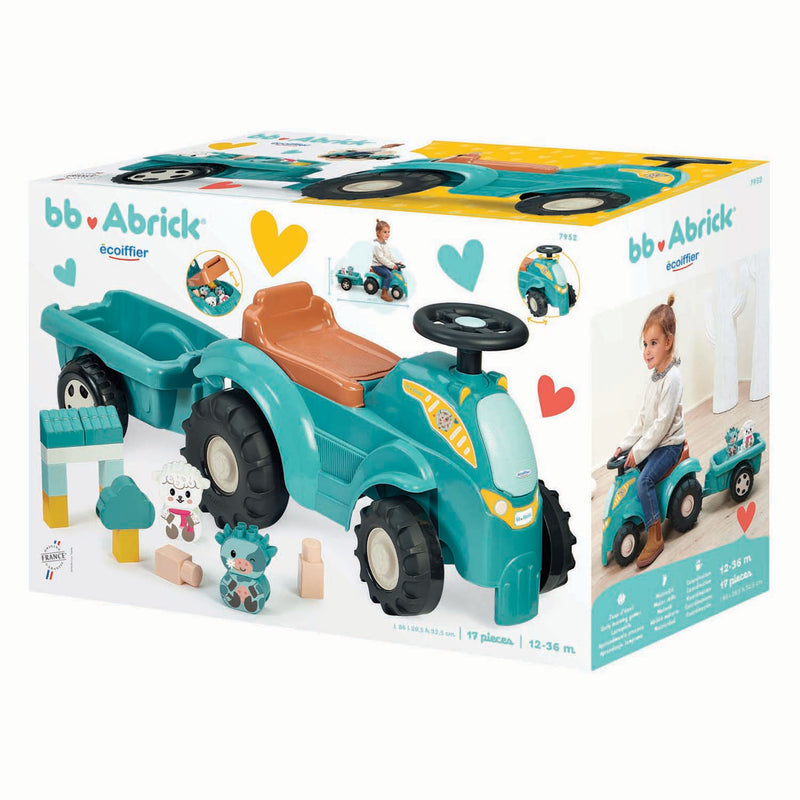 Afbeelding laden in galerijviewer, Ecoiffier bb abrick bestuurbare tractor met aanhanger - 15dlg.
