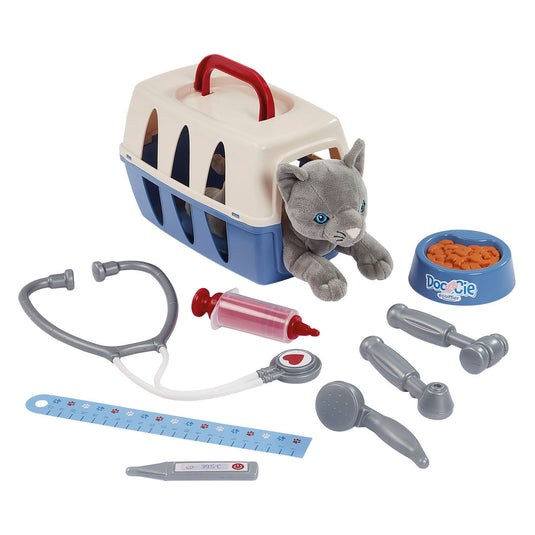 Ecoiffier doc cie dierenartsen trolley met kat - 14dlg.