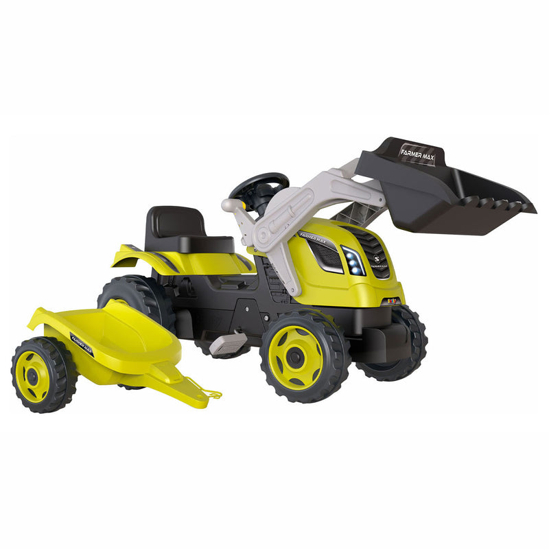 Afbeelding laden in galerijviewer, Smoby farmer max traptractor met trailer groen
