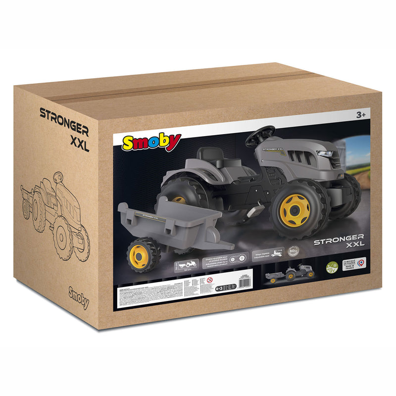 Afbeelding laden in galerijviewer, Smoby stronger xxl traptractor met trailer grijs
