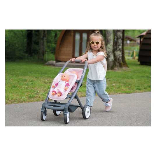 Smoby Maxi-Cosi Poppenwagen voor 2 Poppen