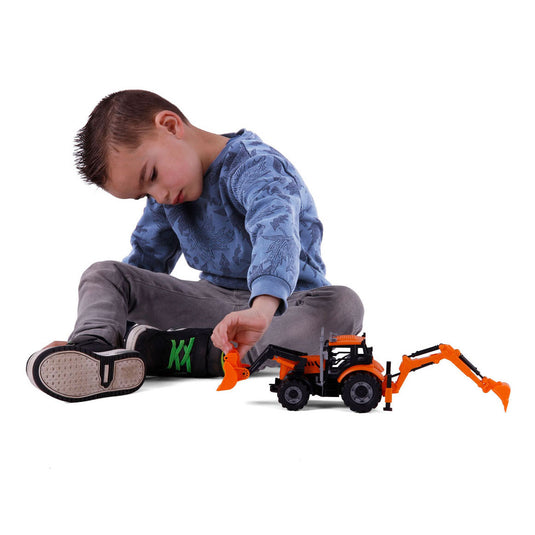 Cavallino tractor met lader en graafmachine geel, schaal 1:32