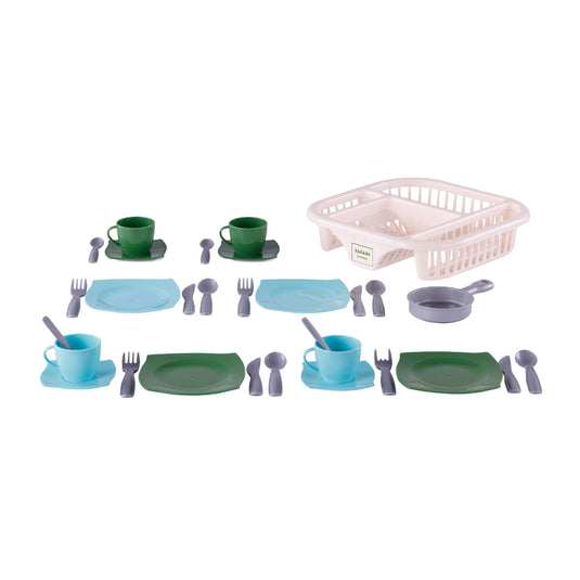 Cavallino servies met afwasrek blauw, 30dlg.