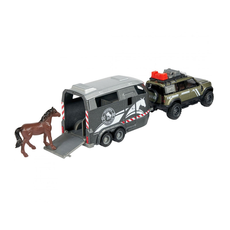 Afbeelding laden in galerijviewer, Majorette Land Rover met Paardentrailer
